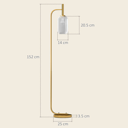 Lamittu Metal Gold Tone Floor Lamp With Glass Shade And Foot Switch