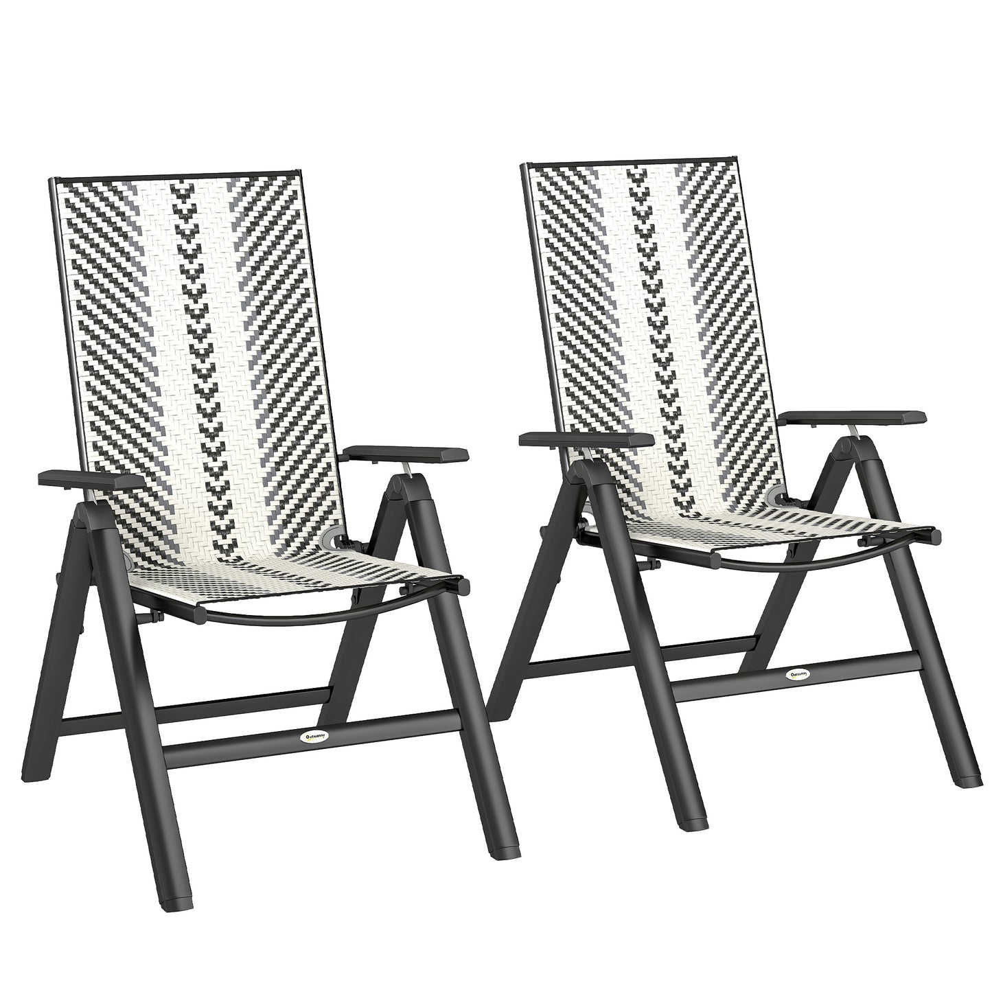 Vimo Rattan Grey Reclining Garden Chairs Set Of 2 With Adjustable Backrest