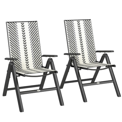 Vimo Rattan Grey Reclining Garden Chairs Set Of 2 With Adjustable Backrest