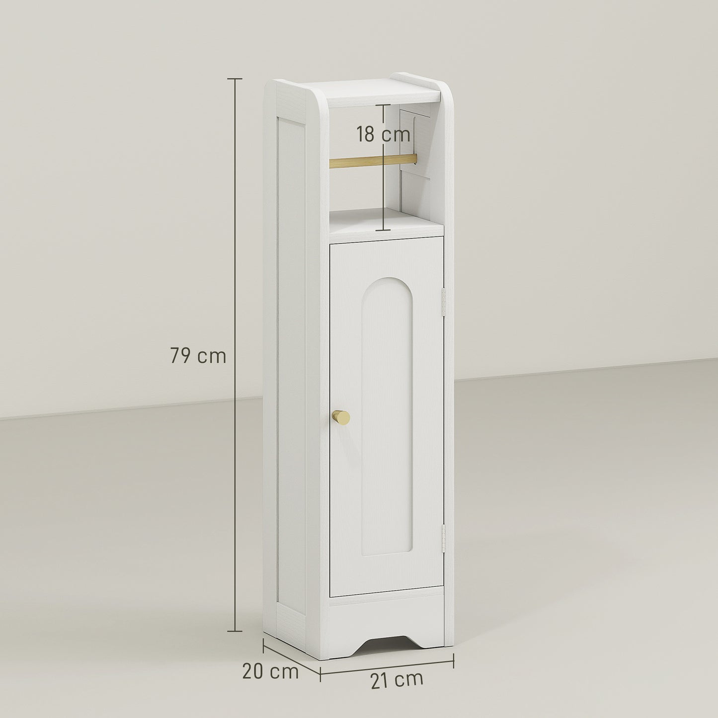 Luluno Compact Bathroom Storage Cabinet With Toilet Roll Holder White