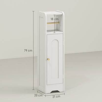 Luluno Compact Bathroom Storage Cabinet With Toilet Roll Holder White