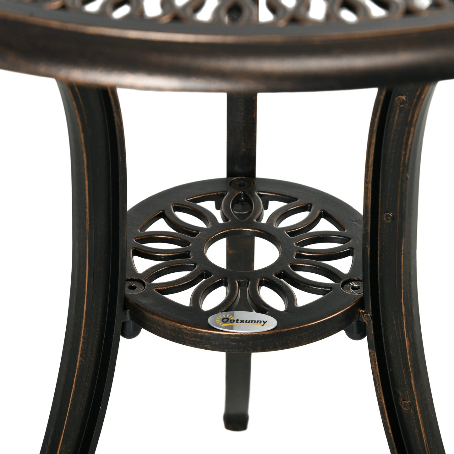 Niso Aluminium Bronze Tone 3 Piece Garden Bistro Set With Umbrella Hole Table And Chairs