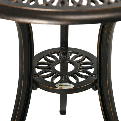 Niso Aluminium Bronze Tone 3 Piece Garden Bistro Set With Umbrella Hole Table And Chairs