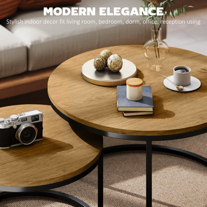 Lenima Rato Set Of 2 Natural Brown Wood Effect Nesting Tables