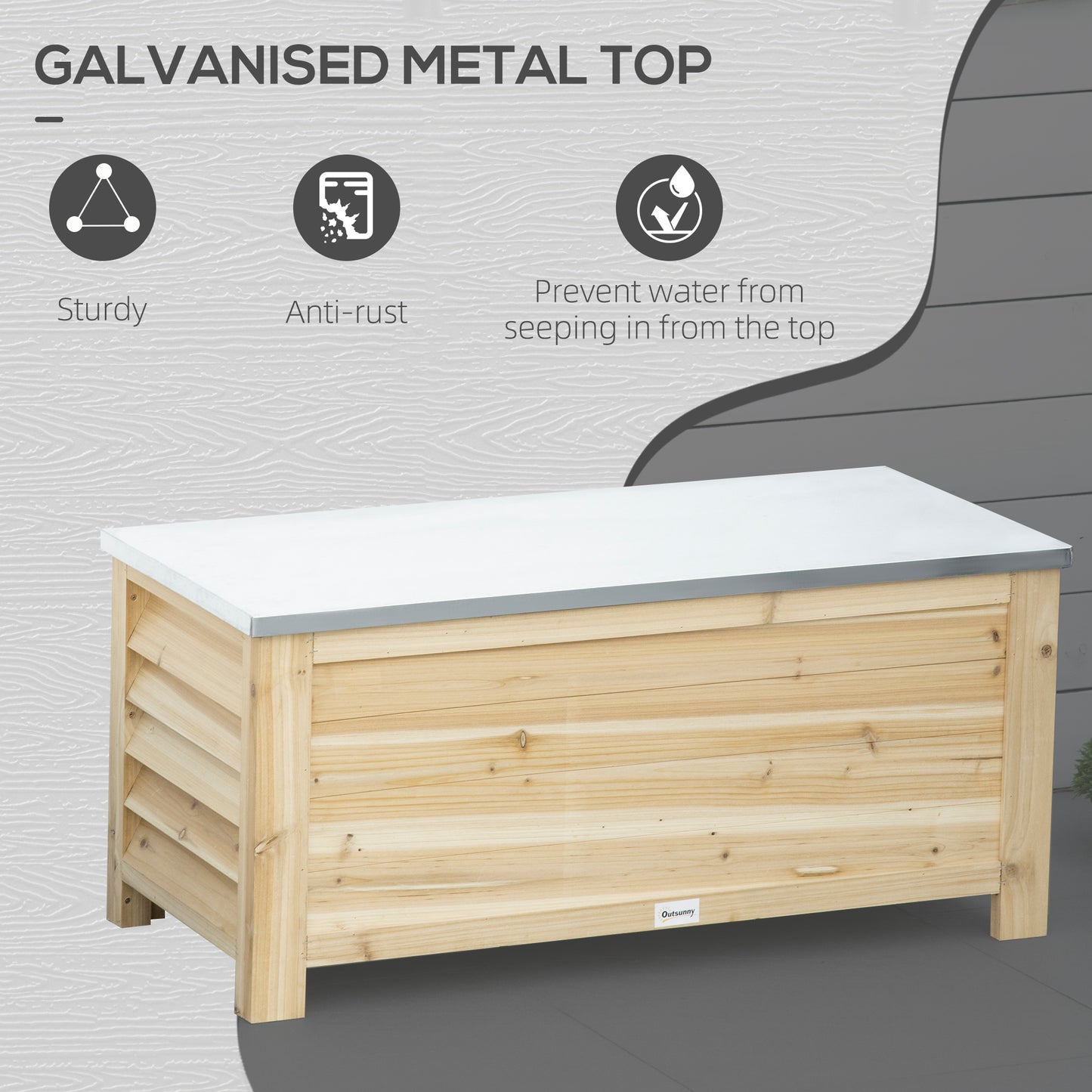 Keno Fava Panelled Wood And Metal Outdoor Storage Box 155 Litre