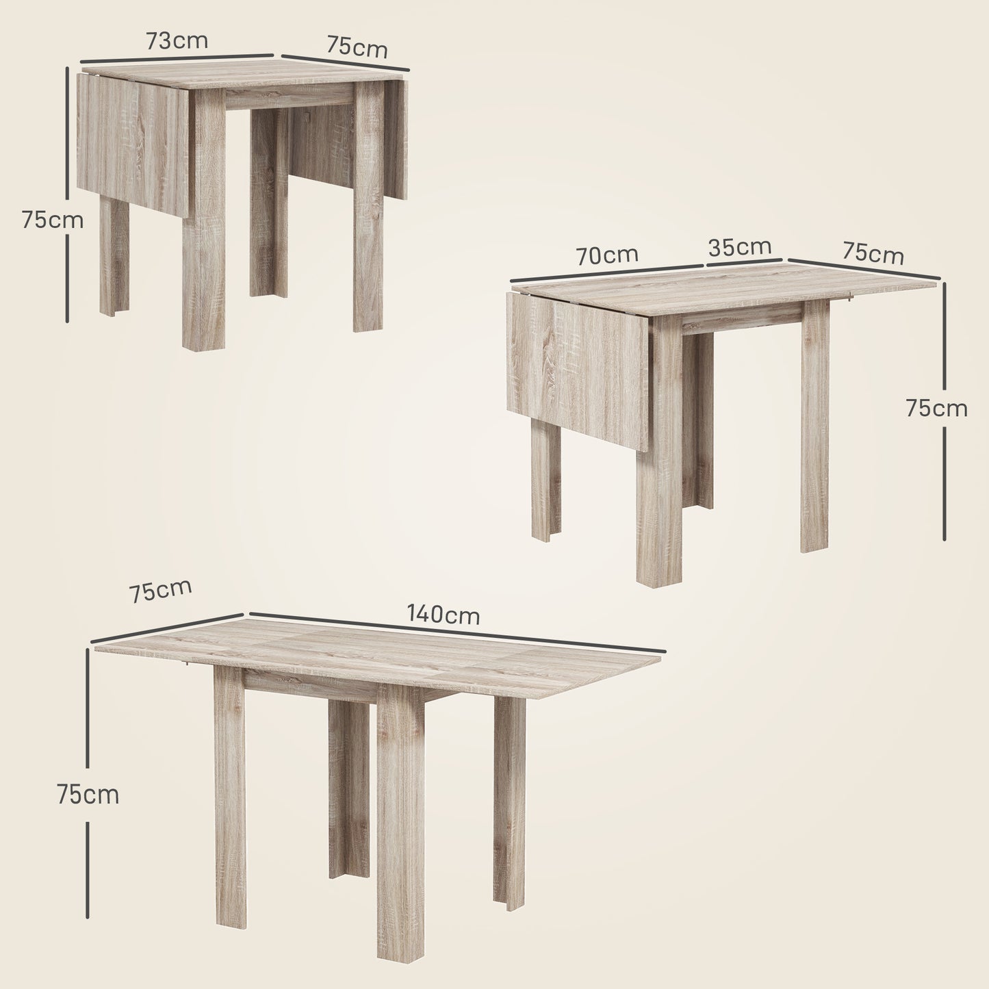 Sozilu Wooden Wood Effect Drop Leaf Dining Table Seating 4