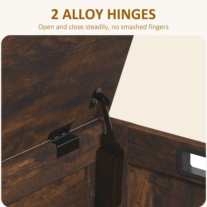 Vesoka Sake Rustic Brown Wooden Storage Chest With Safety Hinges 76 x 40 x 48 cm