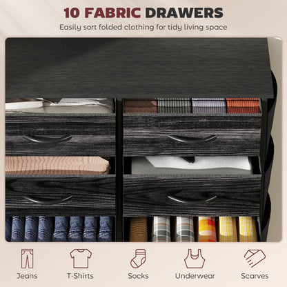 Mirizi Fabric And Metal Black 10 Drawer Storage Chest