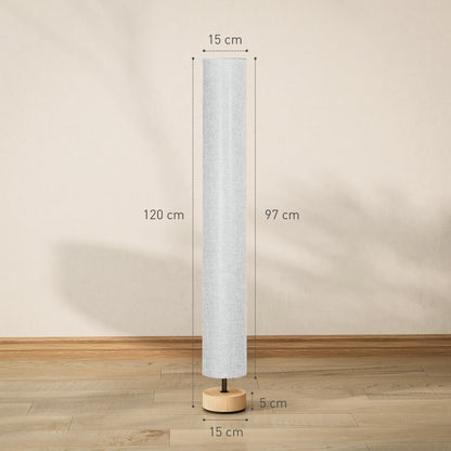 Luretti Wood And Fabric Grey Modern Standing Floor Lamp With Linen Shade 120cm
