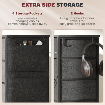 Babara Fabric And Metal Charcoal Grey 10 Drawer Storage Chest