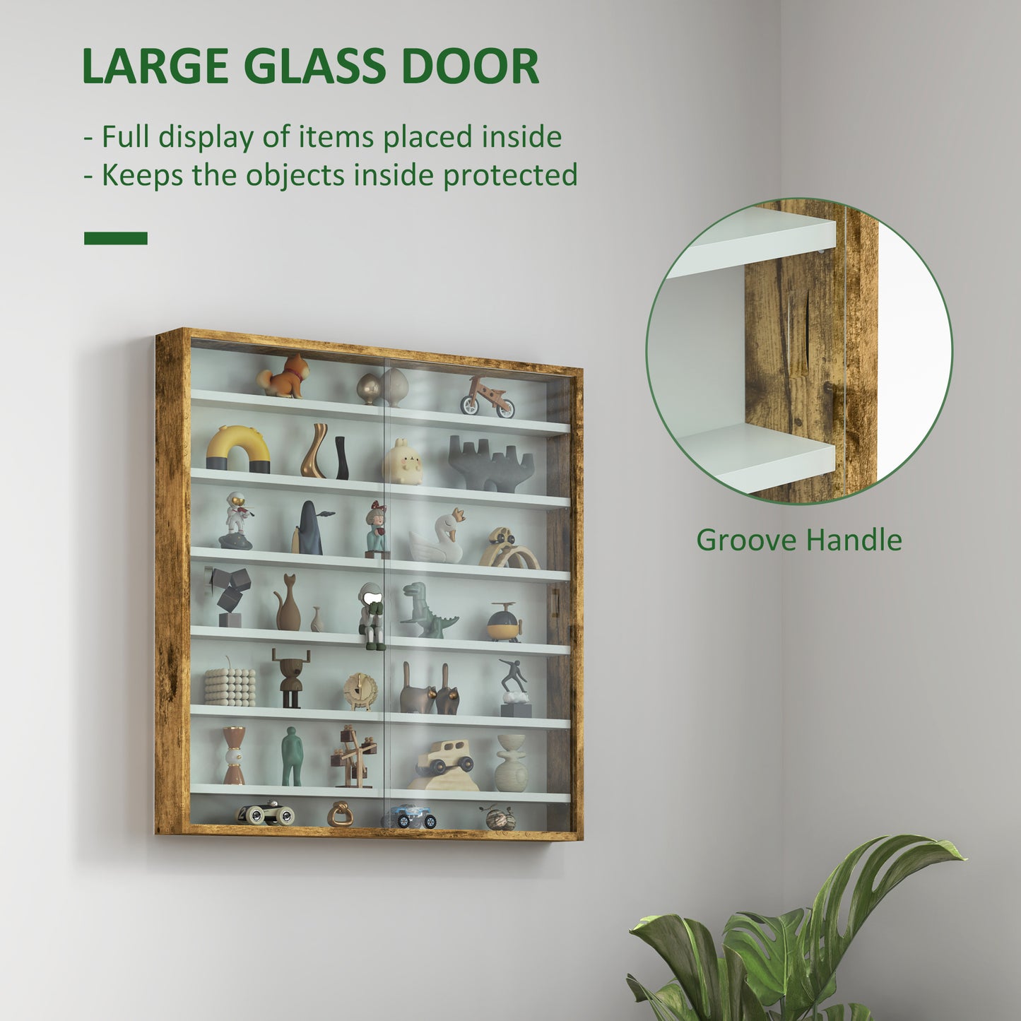 Yovere Wood And Glass Brown 6 Tier Display Cabinet With Glass Doors