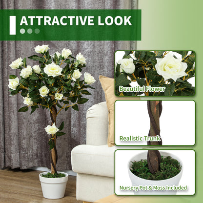 Bavi Bare Pair Of Artificial Rose Style Trees In White Finish