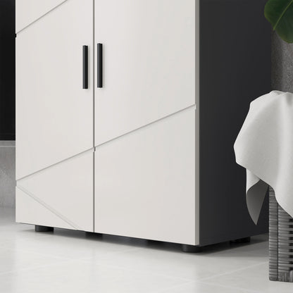 Lususa Sasu Compact Grey Bathroom Storage Cabinet With 2 Doors Adjustable Shelves And Soft Close Design