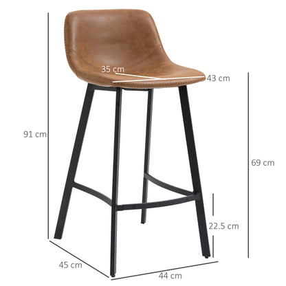 Lilu Dilu Set Of 2 Brown Kitchen Bar Stools With Fixed H8 And Reinforced Frame