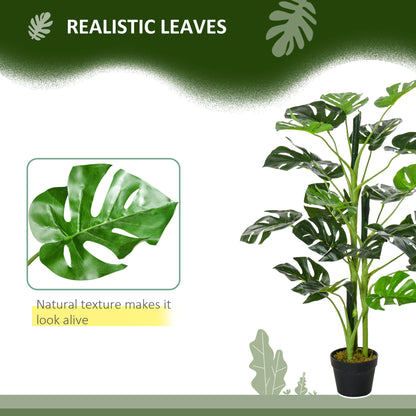 Nalale Lumo Set Of 2 Artificial Monstera Style Trees With Cheese Leaf Design And Pots