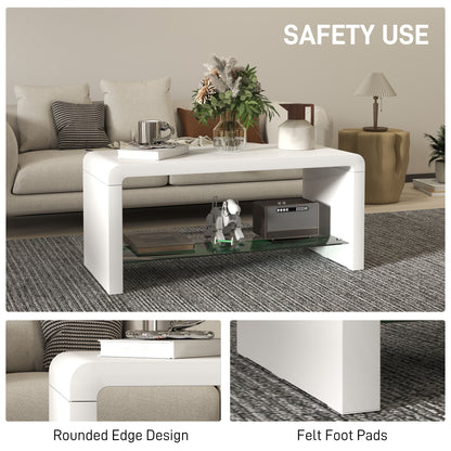 Velimo High Gloss White Curved 2 Tier Coffee Table
