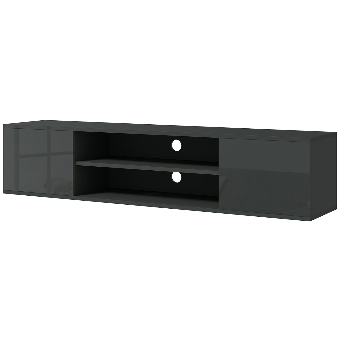 Minoco Wooden Grey Floating TV Stand With Shelf and Doors For Screens Up To 60 Inches