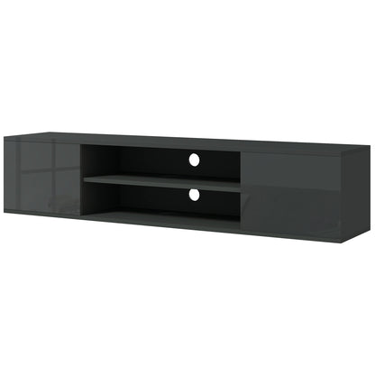Minoco Wooden Grey Floating TV Stand With Shelf and Doors For Screens Up To 60 Inches