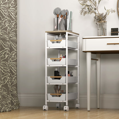 Lubani Metal White 5 Tier Storage Trolley On Wheels