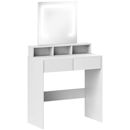 Linora Roso White Dressing Table With LED Mirror And Built In Storage