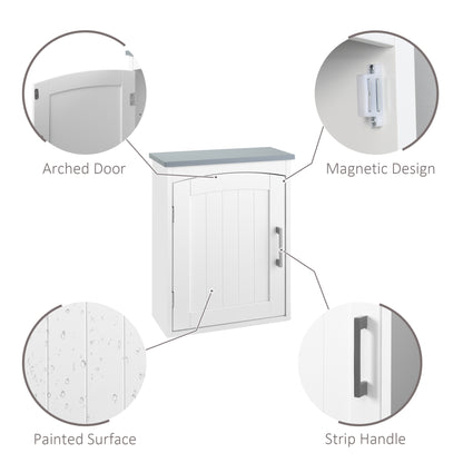 Miel Wall Mounted Bathroom Storage Cabinet With Arched Door And Adjustable Shelving Light Grey And White