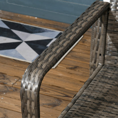 Ziha Rattan Grey 3 Piece Bistro Set With Storage Coffee Table And Cushioned Chairs