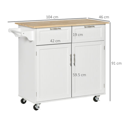 Nopaso Wooden White Kitchen Island With Drawers And Cupboards