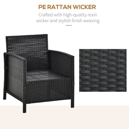Tava Black Rattan 2 Seater Jack And Jill Garden Bistro Set with White Cushions