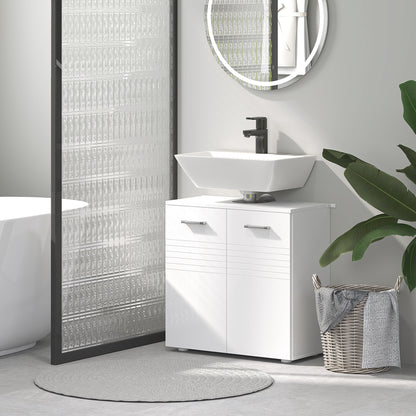 Letake Vaka High Gloss White Under Sink Vanity Cupboard With Adjustable Internal Shelving