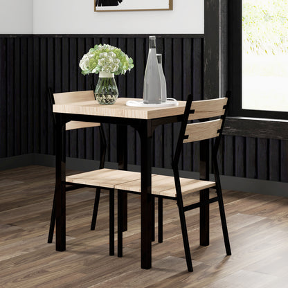 Lalara Wooden Light Wood Grain 3 Piece Compact Dining Set