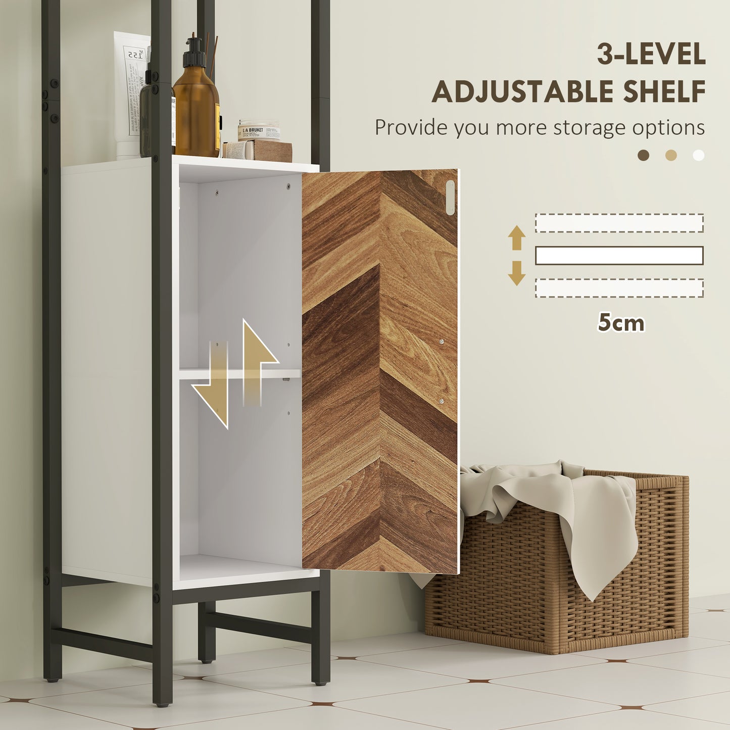 Yove Tall Narrow Bathroom Storage Cabinet With Adjustable Shelves For Multi Room Use