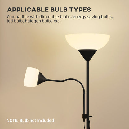 Rira Nido Metal Black LED Uplighter Floor Lamp With Adjustable Gooseneck