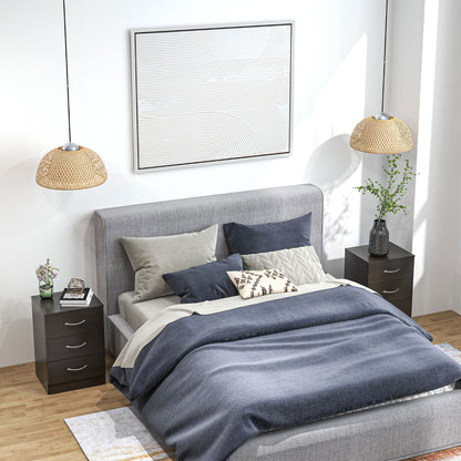 Salasa Set Of 2 White Bedside Tables With Drawer And OFauxn Shelf Featuring Metal Rail Detail