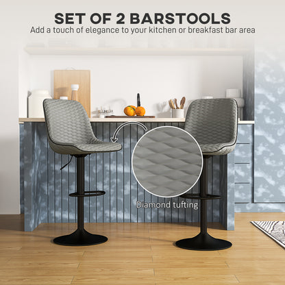 Sota Faux Leather Grey Bar Stools Set Of 2 With Padded Seats