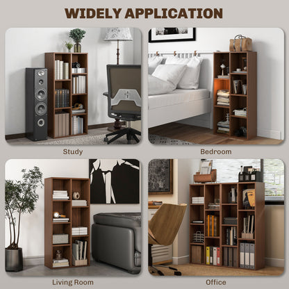Nofivi Yofa Wood Walnut Effect 7 Cube Storage Bookcase