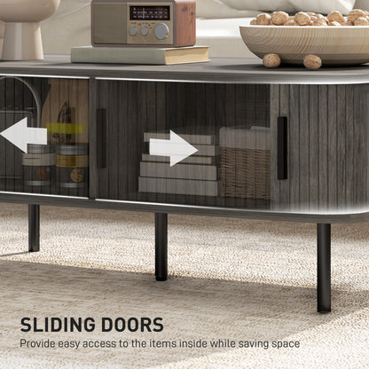 Yocoma Wooden Grey Wood Effect Rectangular Coffee Table With Tambour Doors