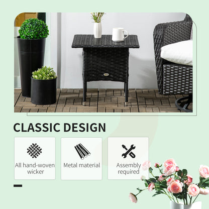 Varilu Black Rattan Outdoor Coffee Table With Woven Top