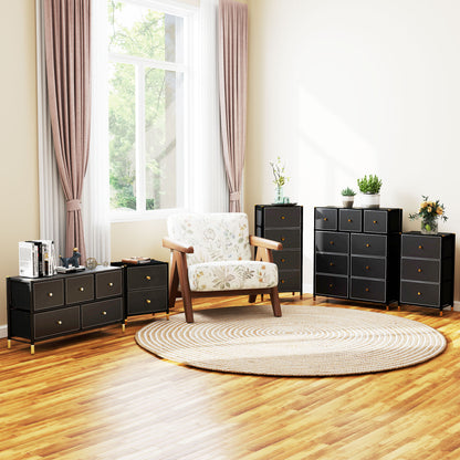 Ditari Faux Leather Black 3 Drawer Front Panel Storage Chest