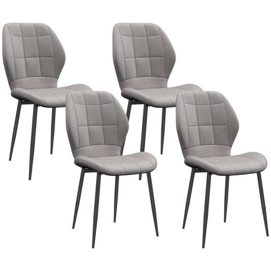 Momo Fabric Light Grey Relaxed Tub Dining Chairs Set Of 4 With Soft Upholstery
