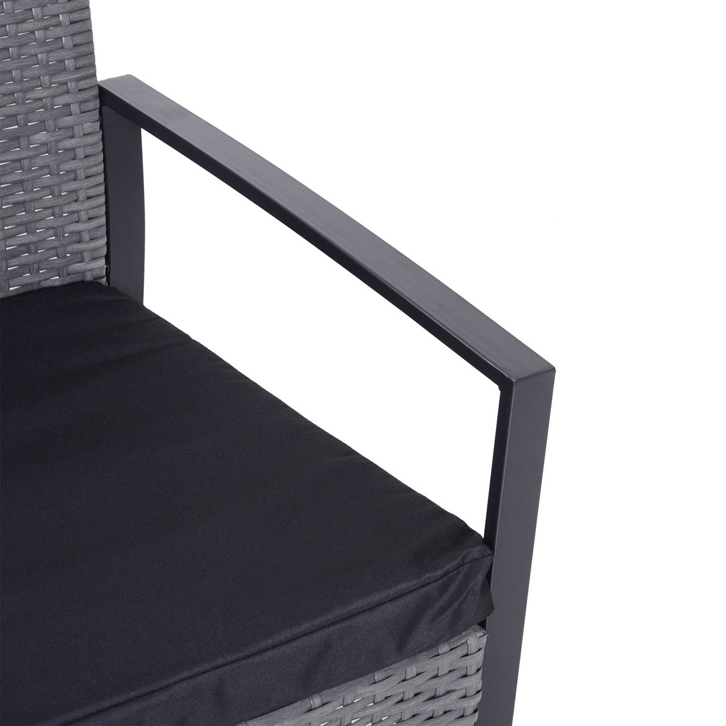 Seha Dark Grey Rattan 2 Seater Outdoor Bistro Set With Black Cushions