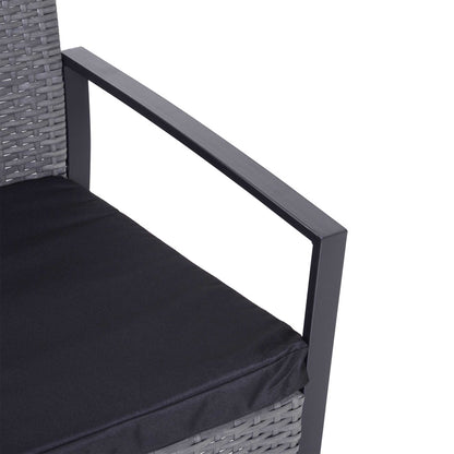Seha Dark Grey Rattan 2 Seater Outdoor Bistro Set With Black Cushions