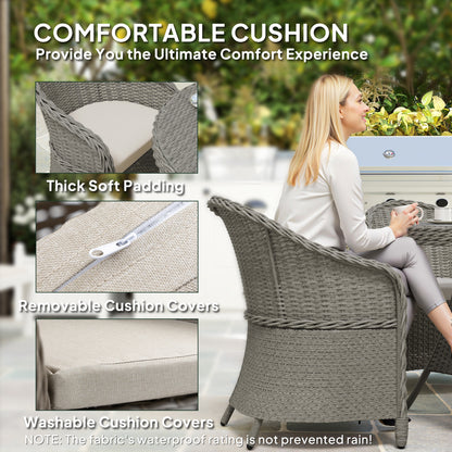 Sepa Rattan Grey 4 Seater Outdoor Dining Set With Cushions And Glass Top Table With Parasol Hole