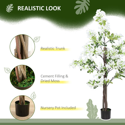 Laniha Set Of 2 Artificial Honeysuckle Flower Plants With Curved Stems In White Pots