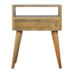 Gallipoli Grey Tweed and Mango Wood Bedside Table with Open Shelf