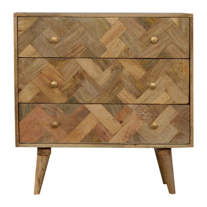 Verona 3 Drawer Zig-Zag Patterned Patchwork Storage Chest