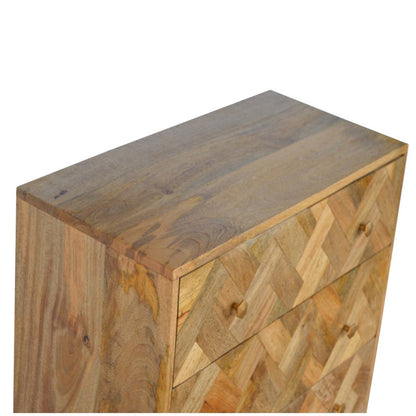 Verona 3 Drawer Zig-Zag Patterned Patchwork Storage Chest