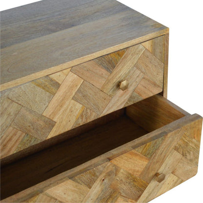 Verona 3 Drawer Zig-Zag Patterned Patchwork Storage Chest