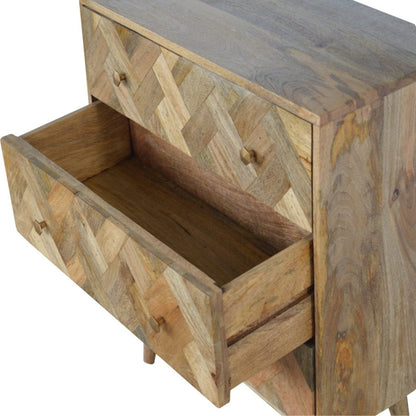 Verona 3 Drawer Zig-Zag Patterned Patchwork Storage Chest