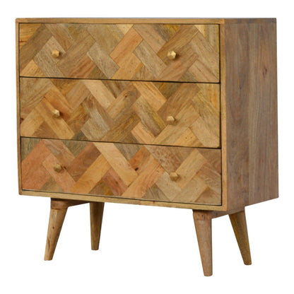 Verona 3 Drawer Zig-Zag Patterned Patchwork Storage Chest