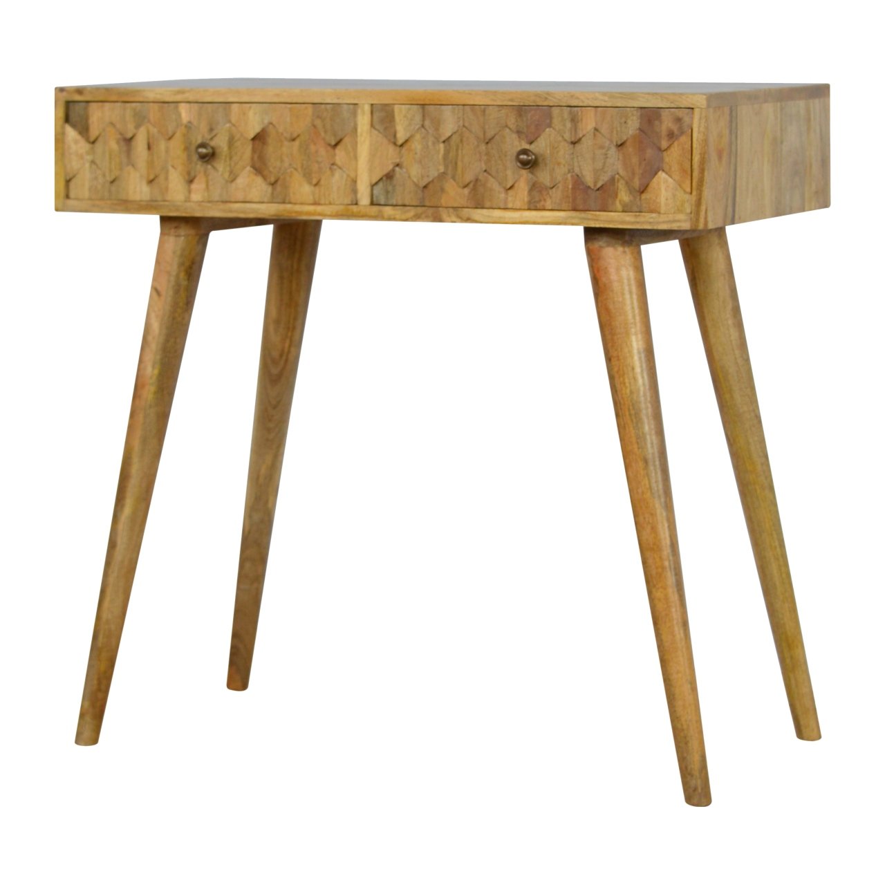 Otranto Pineapple Carved Mango Wood Console Table 2 Drawers